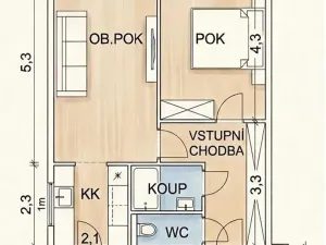 Prodej bytu 2+1, Praha - Hostivař, Kozmíkova, 47 m2