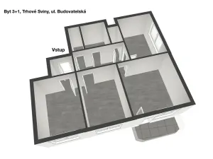 Prodej bytu 3+1, Trhové Sviny, Budovatelská, 73 m2