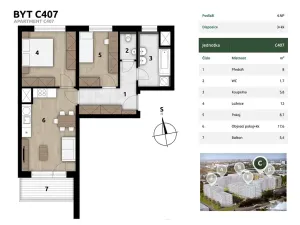 Prodej bytu 3+kk, Praha - Hostivař, U továren, 59 m2