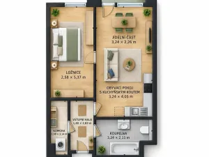 Pronájem bytu 2+kk, Praha - Dolní Měcholupy, Honzíkova, 59 m2