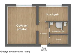 Pronájem bytu 1+1, Třemošnice, Lichnická, 34 m2