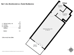Prodej bytu 1+kk, České Budějovice, U Branišovského lesa, 46 m2