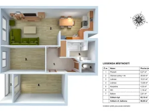 Pronájem bytu 3+kk, Praha - Petrovice, Rezlerova, 63 m2