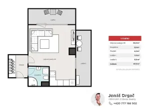 Pronájem bytu 1+kk, Praha - Kyje, Sicherova, 33 m2
