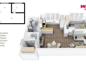 Prodej bytu 2+kk, Hradec Králové, Bidlova, 54 m2
