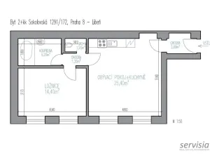 Prodej bytu 2+kk, Praha - Libeň, Sokolovská, 57 m2