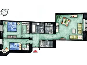Pronájem bytu 3+kk, Praha - Nové Město, Odborů, 80 m2