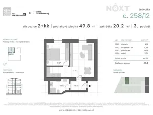 Prodej bytu 2+kk, Praha - Vysočany, Pod pekárnami, 50 m2