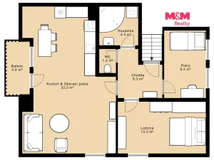 Prodej bytu 3+kk, Malonty, 65 m2