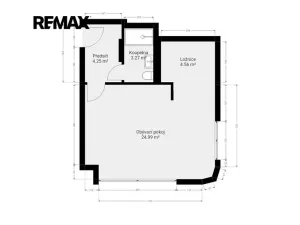 Pronájem bytu 1+kk, Praha - Radlice, U Komína, 37 m2
