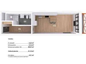 Pronájem bytu 1+kk, Praha - Vysočany, Kolbenova, 33 m2