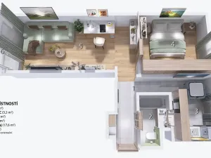 Pronájem bytu 2+1, Brno, Družstevní, 55 m2
