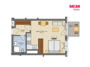 Prodej bytu 1+kk, Kralupy nad Vltavou, Nádražní, 38 m2