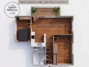 Pronájem bytu 3+kk, Tišnov, Kuthanova, 66 m2