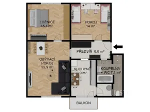 Prodej bytu 3+1, Písek, Harantova, 75 m2