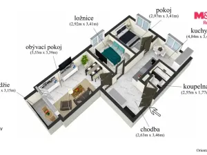 Prodej bytu 3+1, Chomutov, Bezručova, 64 m2