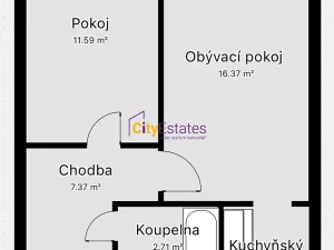 Prodej bytu 2+kk, Praha - Kobylisy, Chabařovická, 45 m2