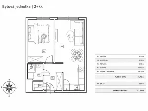 Prodej bytu 2+kk, Praha - Letňany, Bohumínská, 42 m2
