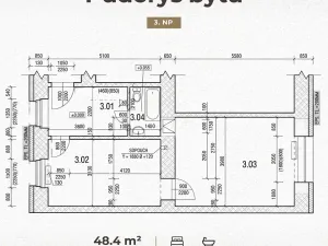 Prodej bytu 2+1, Brno, Komárovská, 48 m2