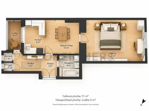 Prodej bytu 2+kk, Praha, 5. května, 51 m2