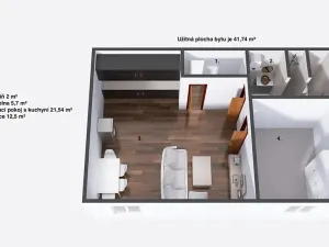 Pronájem bytu 2+kk, Železnice, Tyršova, 42 m2
