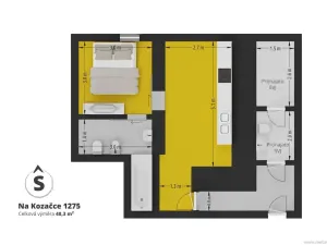 Prodej bytu 1+1, Praha - Vinohrady, Na Kozačce, 48 m2