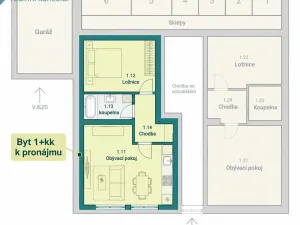 Pronájem bytu 2+kk, Praha - Košíře, Nad Turbovou, 39 m2