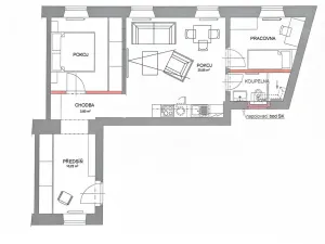 Pronájem bytu 3+kk, Praha - Smíchov, Holečkova, 60 m2