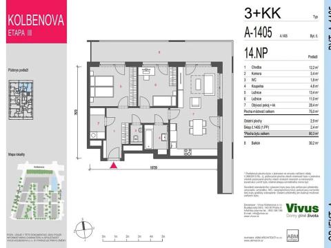 Prodej bytu 3+kk, Praha - Vysočany, Smržových, 80 m2