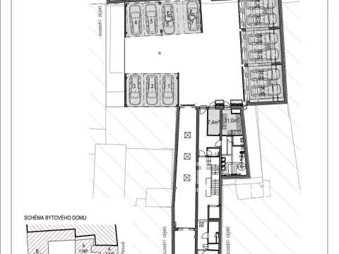 Pronájem garážového stání, Brno, Křenová, 12 m2