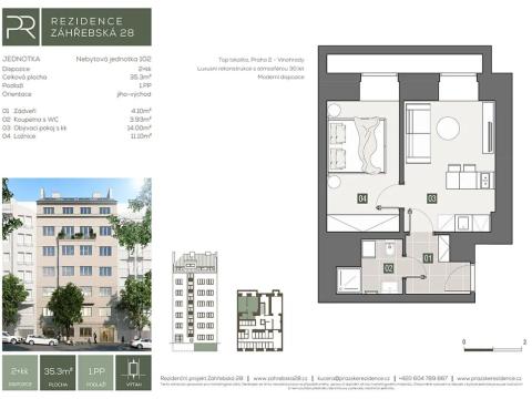 Prodej ubytování, Praha - Vinohrady, Záhřebská, 35 m2