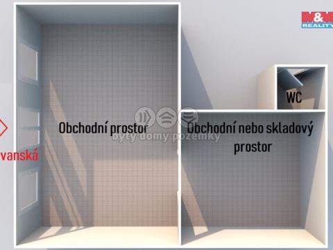 Pronájem obchodního prostoru, Plzeň - Východní Předměstí, Slovanská, 52 m2