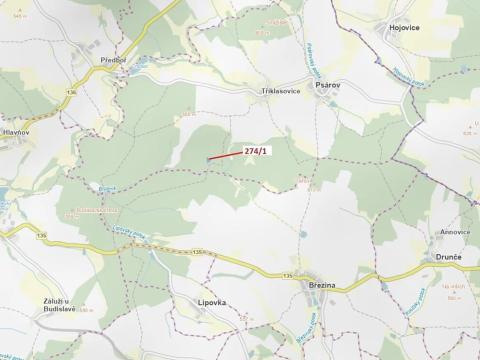 Dražba lesa, Psárov, 2949 m2