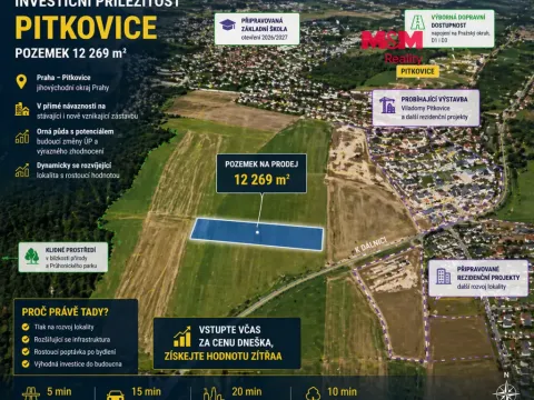 Prodej pole, Praha - Pitkovice, 12269 m2